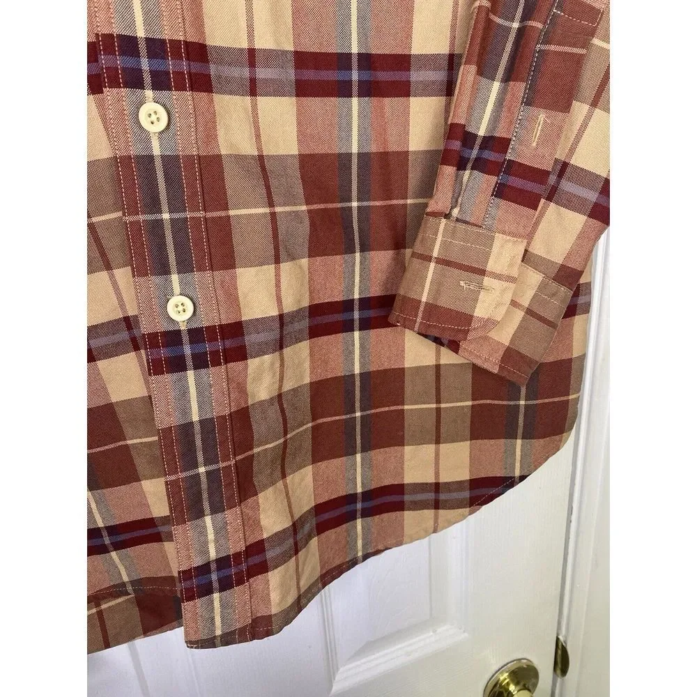J Crew Oarsman Mens Long Sleeve Button Front Shirt‎ Red Plaid Medium
